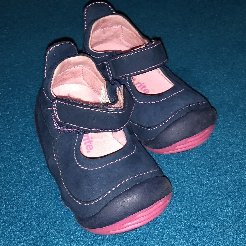 Stride rite toddler blue leather shoes sz 2.5 wid